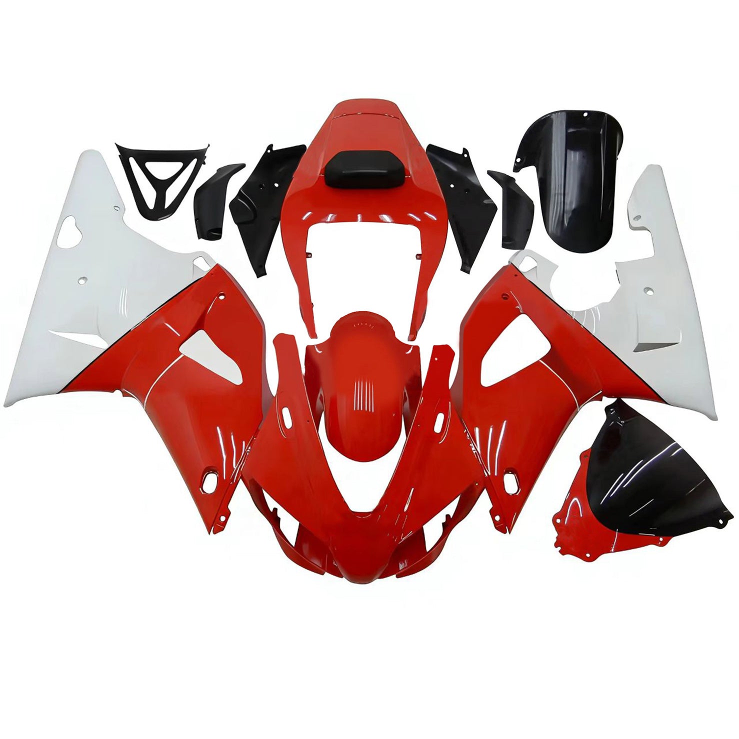 Amotopart 1998-1999 Kit carena Yamaha YZF 1000 R1 nero lucido bianco rosso