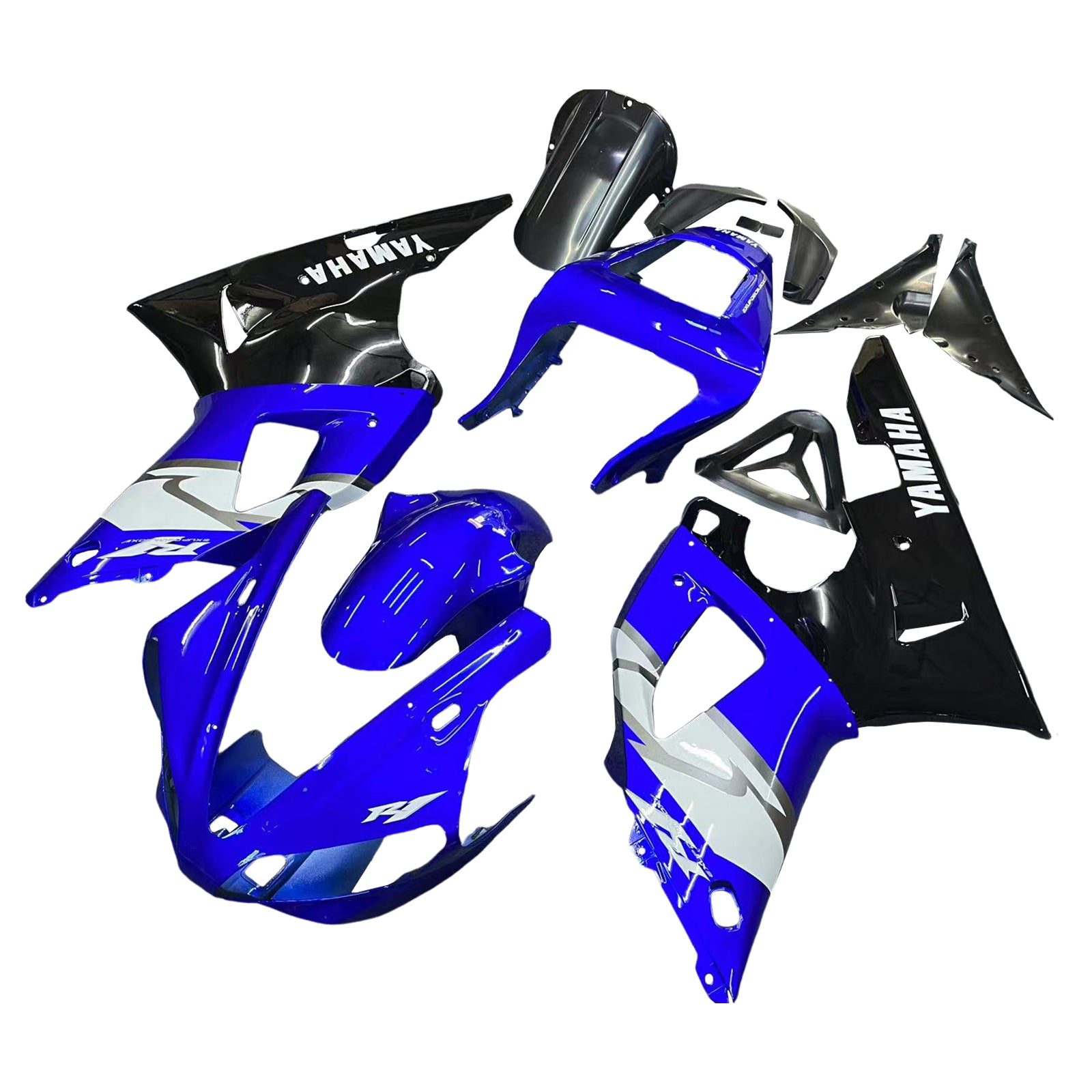 Amotopart 2000–2001 Yamaha YZF 1000 R1 Verkleidungsset in Blau und Schwarz