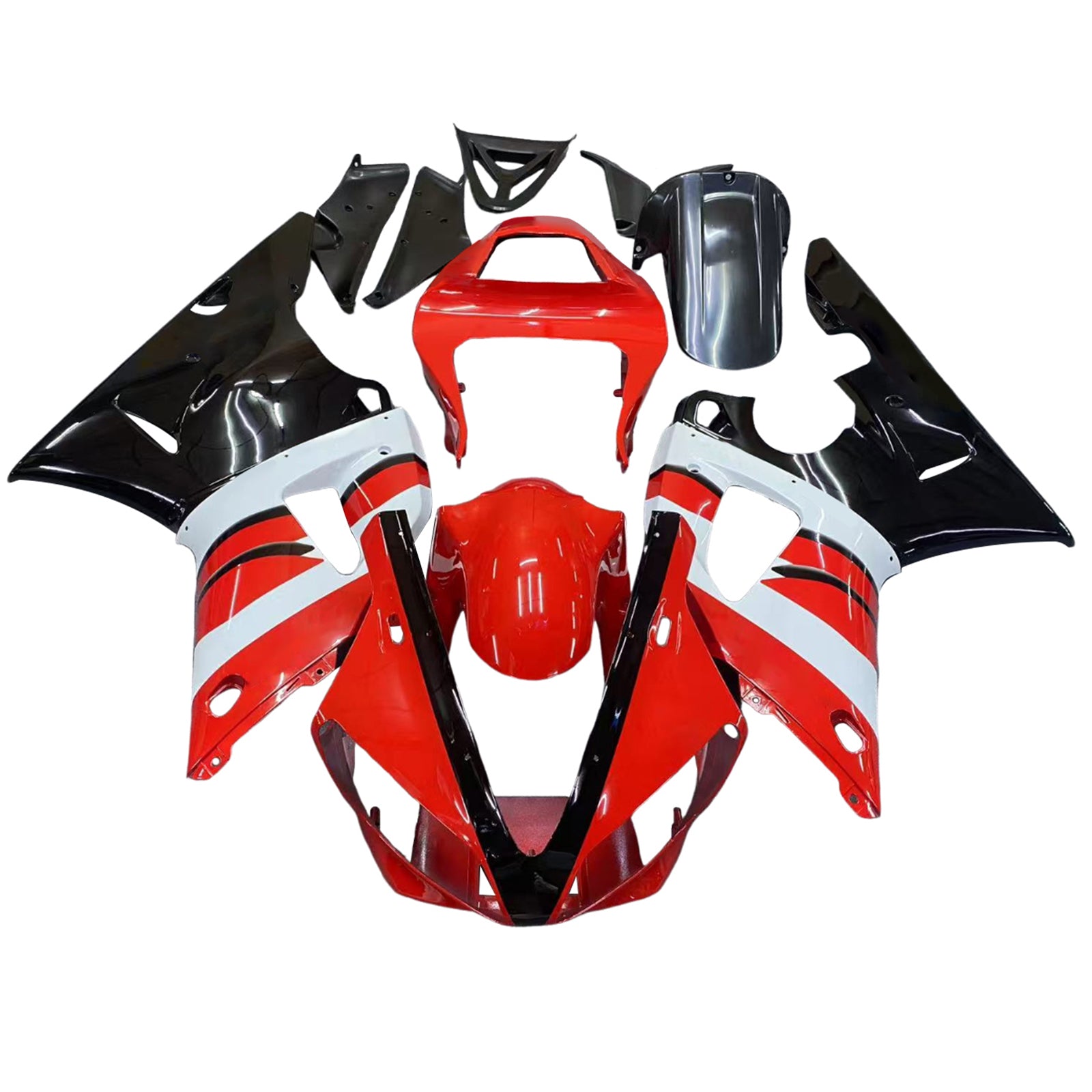 Amotopart 2000-2001 Yamaha YZF 1000 R1 Red & Black Fairing Kit
