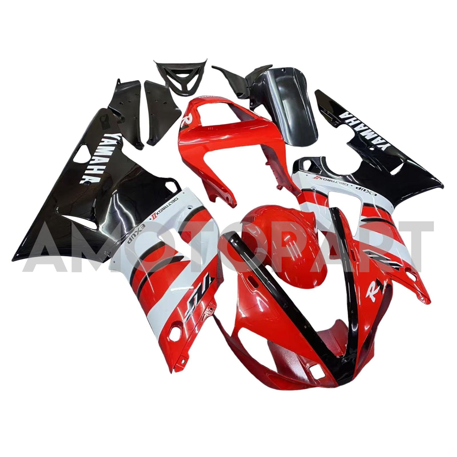 Amotopart 2000-2001 Yamaha YZF 1000 R1 Rot&Schwarzes Verkleidungskit