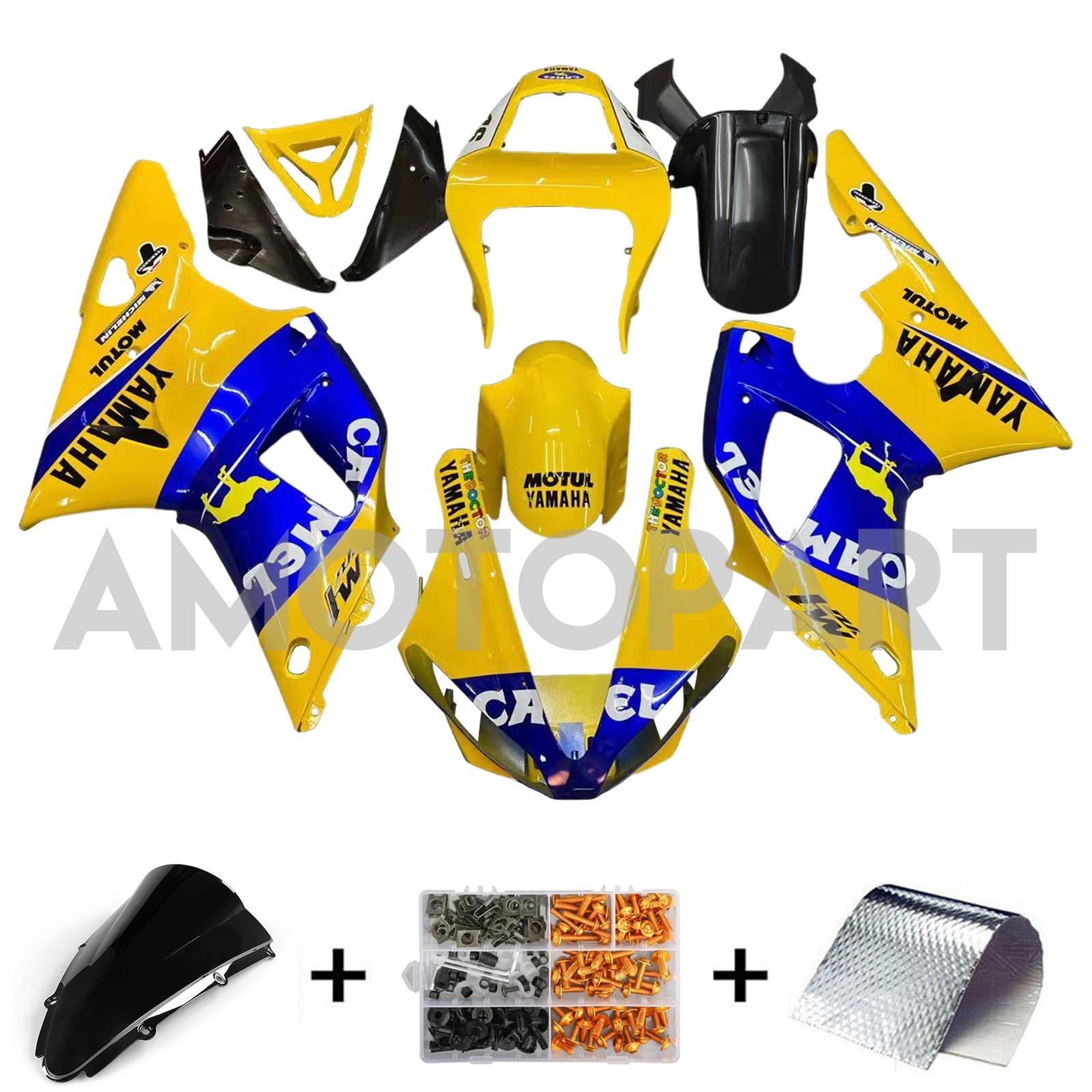 Amotopart 2000-2001 Yamaha YZF 1000 R1 Blue&Yellow Fairing Kit