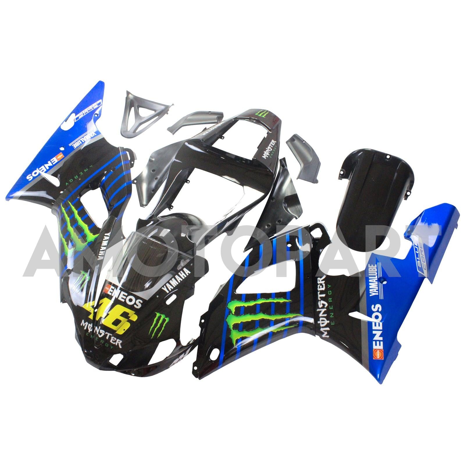 Amotopart Yamaha 2000-2001 YZF 1000 R1 Blue Black Claw Fairing Kit