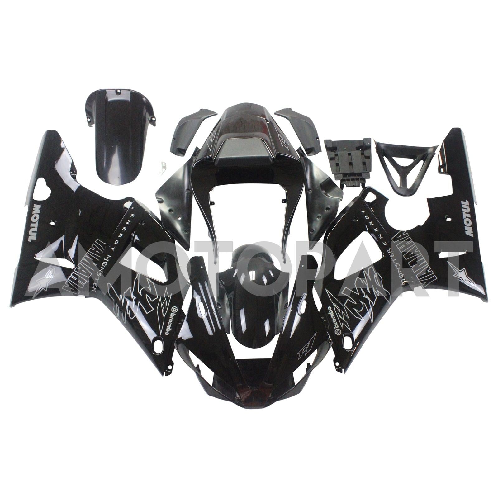 Amotopart Yamaha 2000-2001 YZF 1000 R1 svart med logotyper