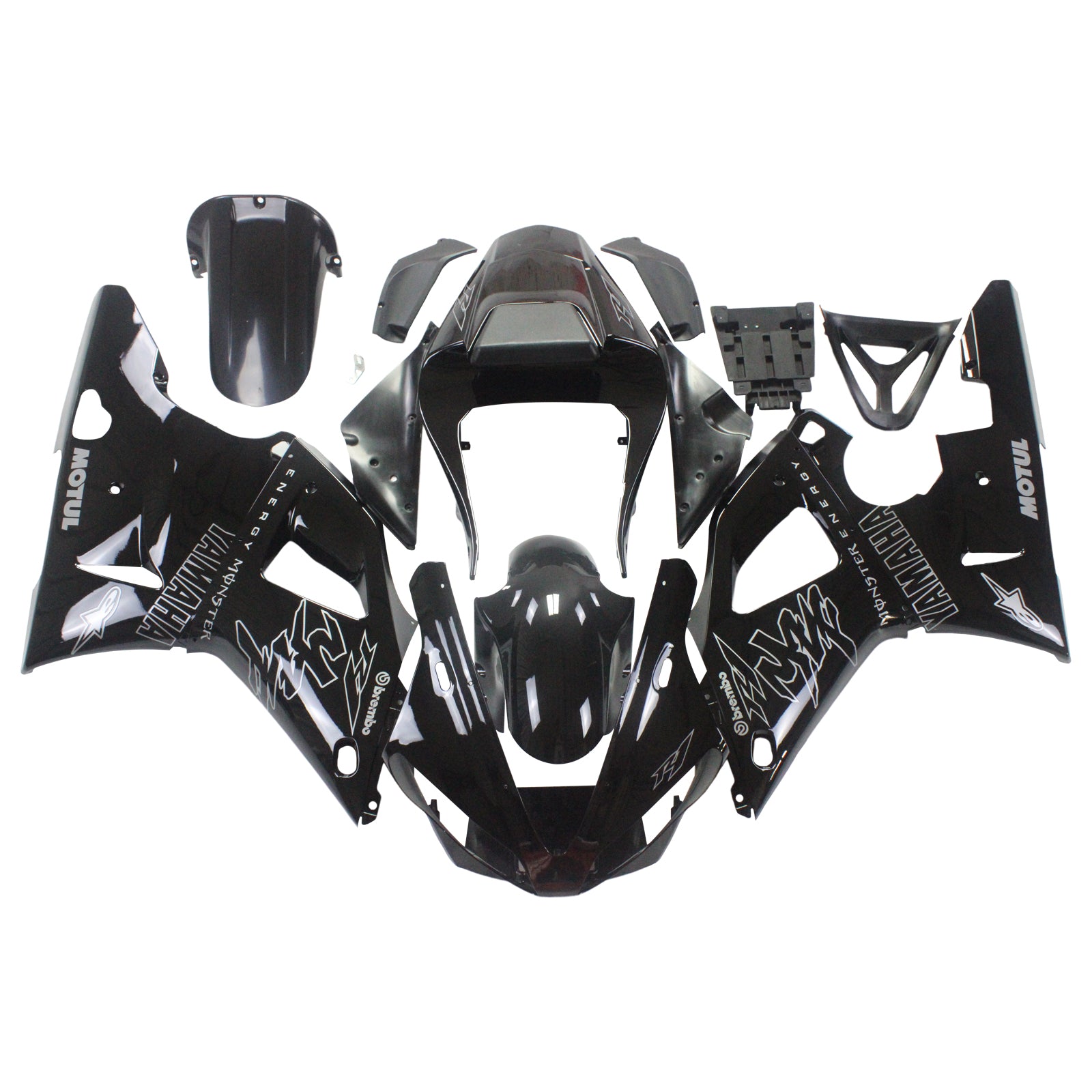 Amotopart Yamaha 2000-2001 YZF 1000 R1 Black With Logos Fairing Kit