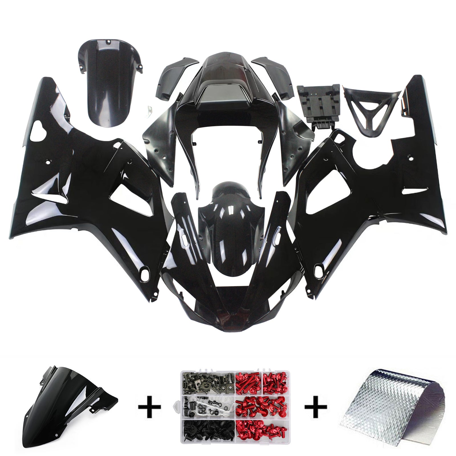 Amotopart Yamaha 2000-2001 YZF 1000 R1 Black Fairing Kit