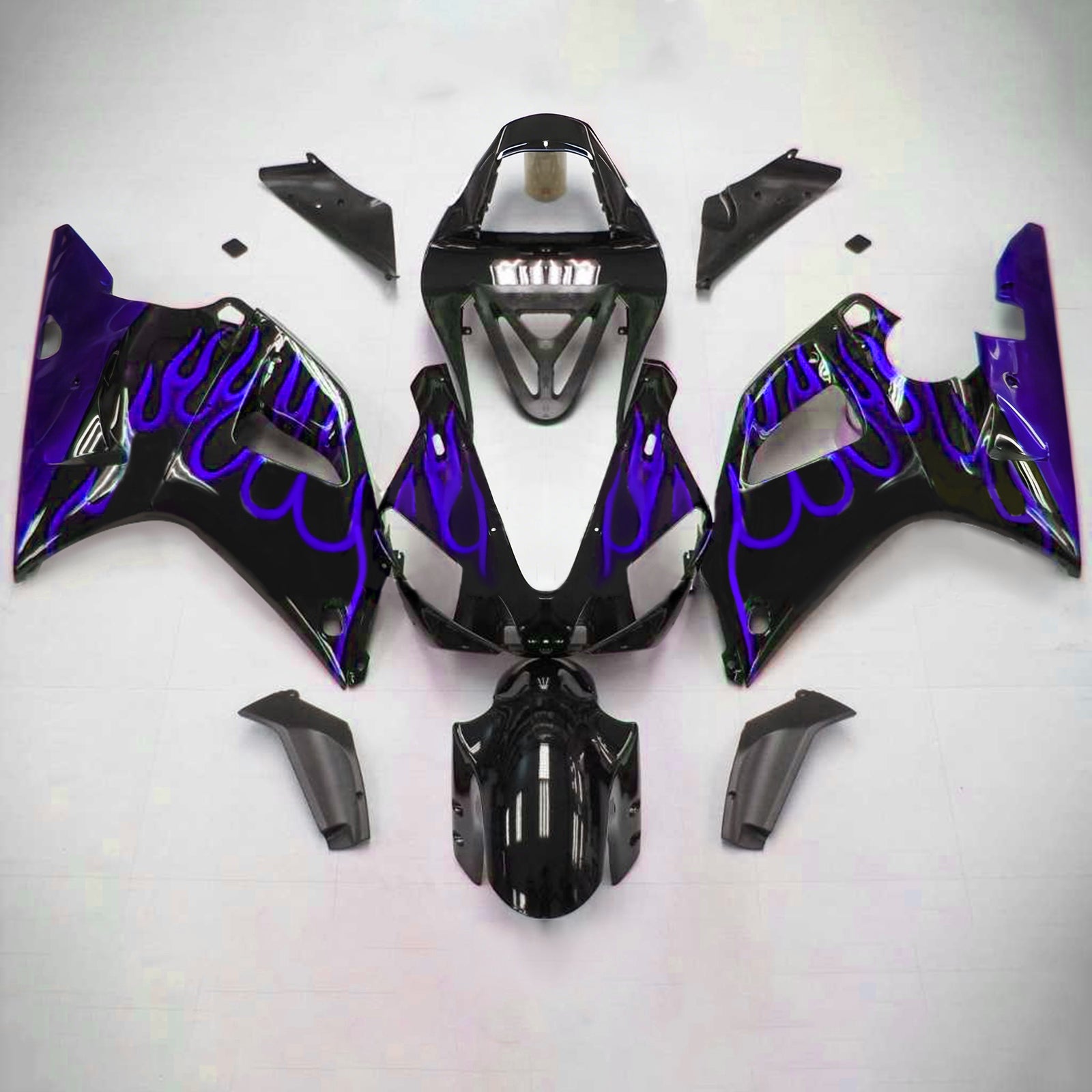 Amotopart Yamaha 2000-2001 YZF 1000 R1 Black Mix Blue Fairing Kit