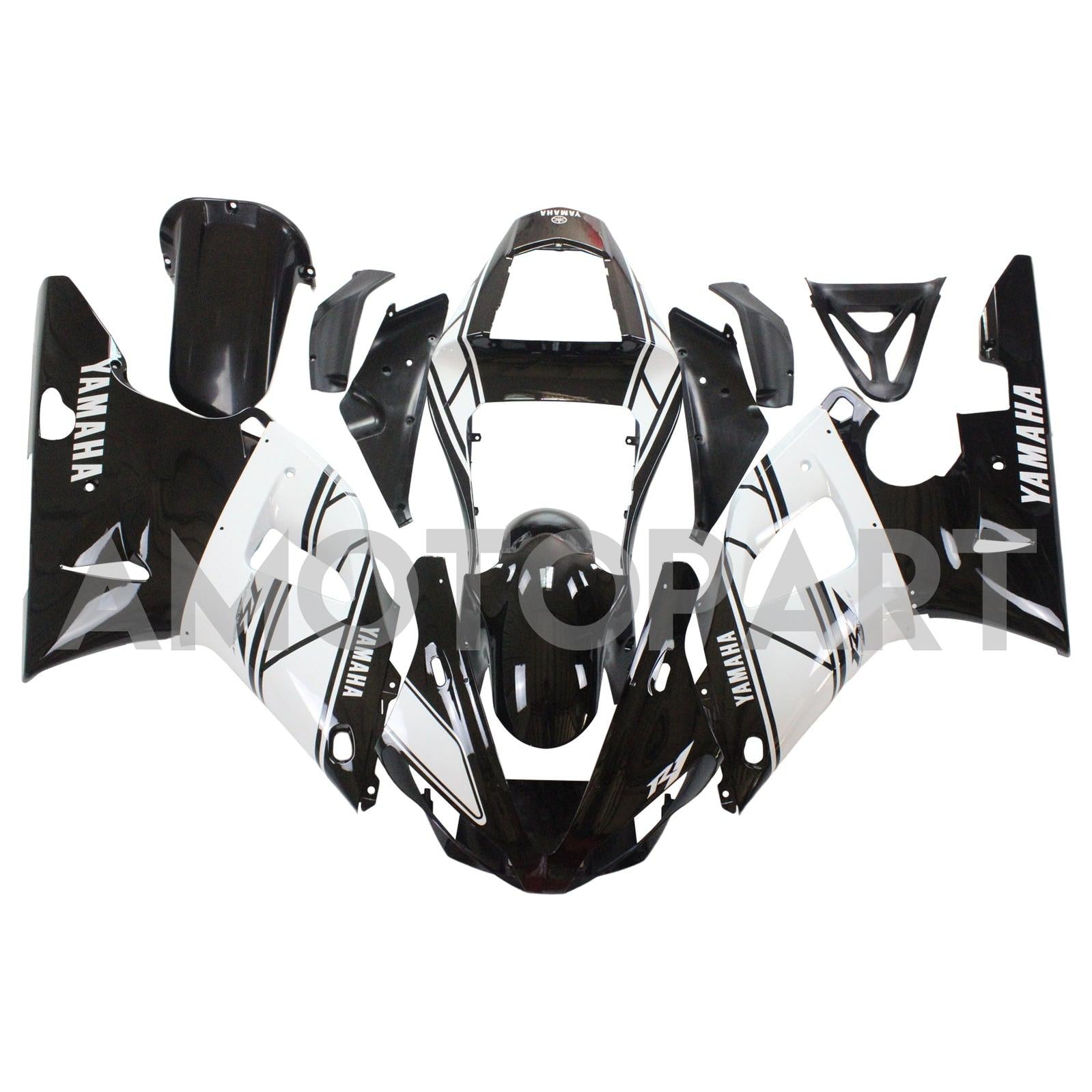 Amotopart 2000-2001 Yamaha YZF 1000 R1 Black&White Fairing Kit