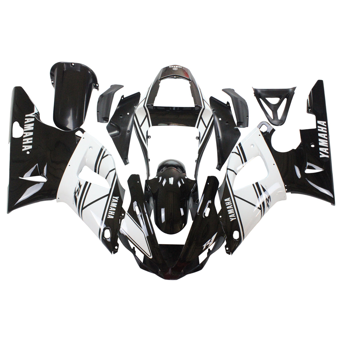 Amotopart 2000-2001 Yamaha YZF 1000 R1 Black&White Fairing Kit