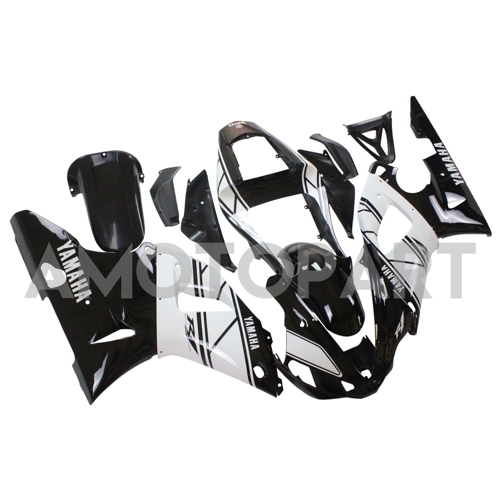 Amotopart 2000-2001 Yamaha YZF 1000 R1 Black&White Fairing Kit