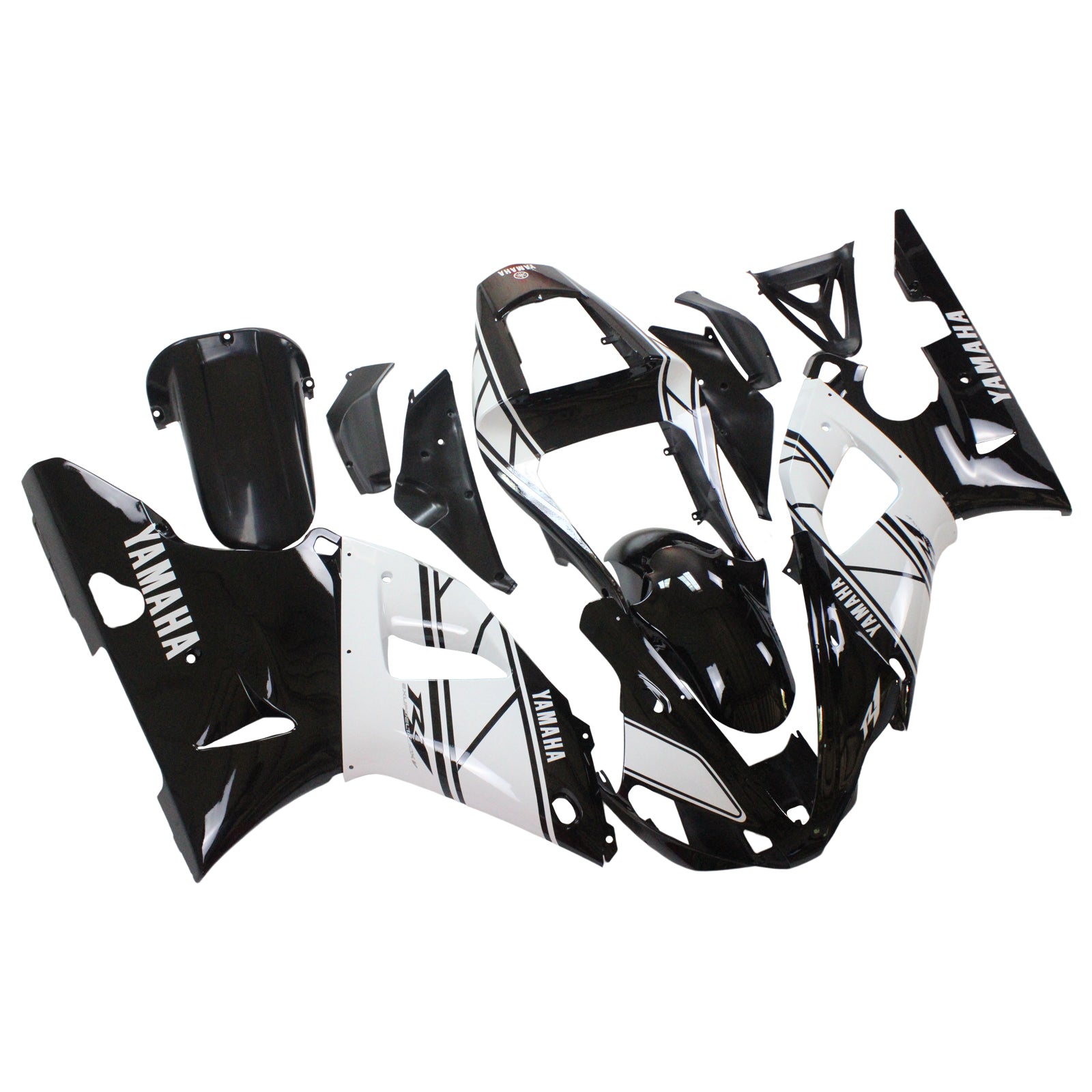 Amotopart 2000-2001 Yamaha YZF 1000 R1 Kit de carénage noir et blanc