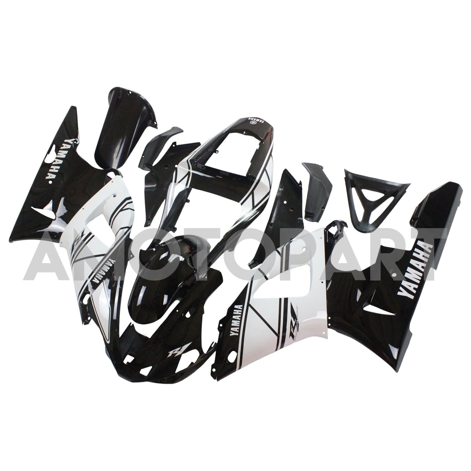 Amotopart 2000-2001 Yamaha YZF 1000 R1 Black&White Fairing Kit