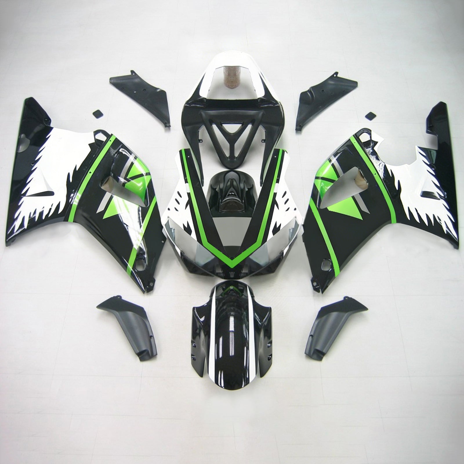 Amotopart Yamaha 2000-2001 YZF 1000 R1 Black Green Fairing Kit