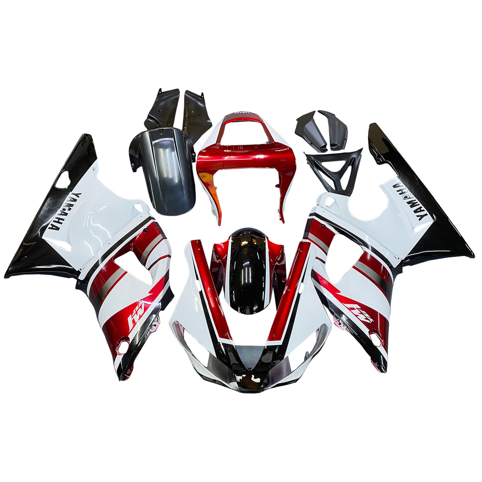 Amotopart Yamaha 2000-2001 YZF 1000 R1 Red White Fairing Kit