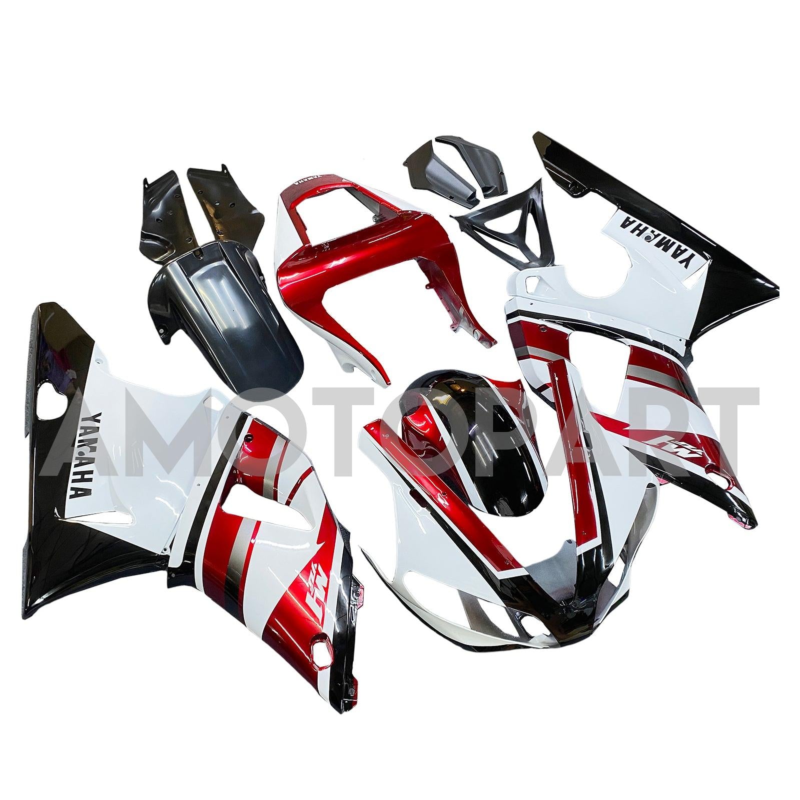 Amotopart Yamaha 2000-2001 YZF 1000 R1 Red White Fairing Kit