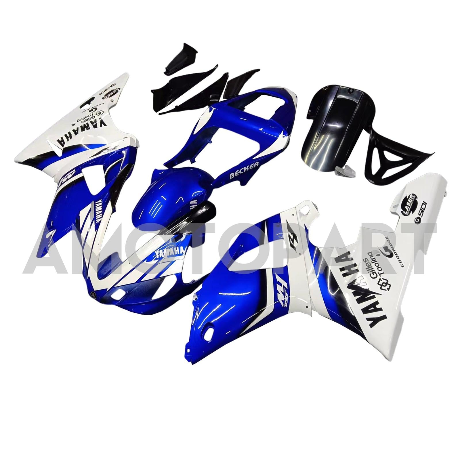 Amotopart 2000-2001 YZF 1000 R1 Yamaha Blue&White Style1 Fairing Kit