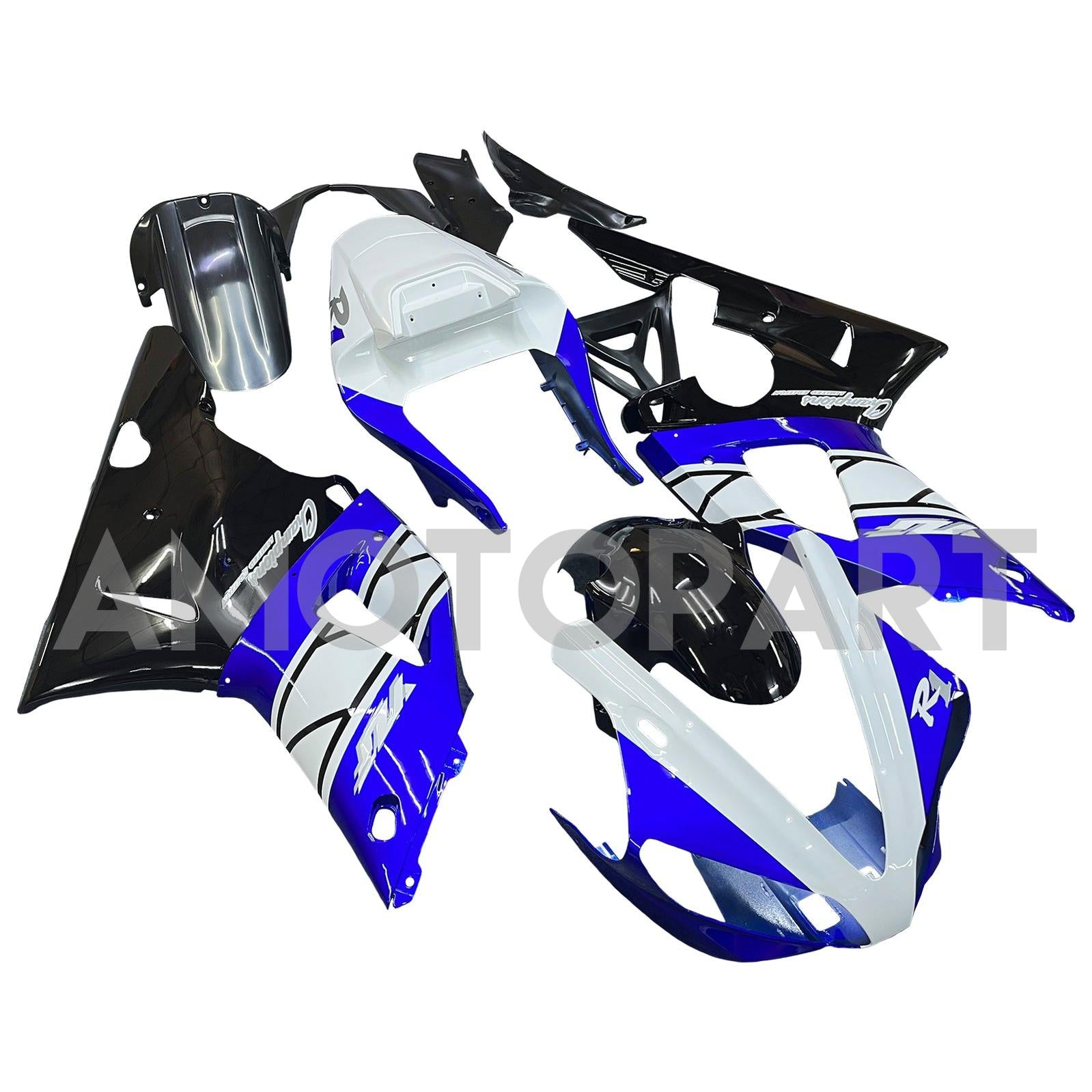 Amotopart 2000-2001 YZF 1000 R1 ヤマハ ブルー&ホワイト スタイル2 フェアリングキット
