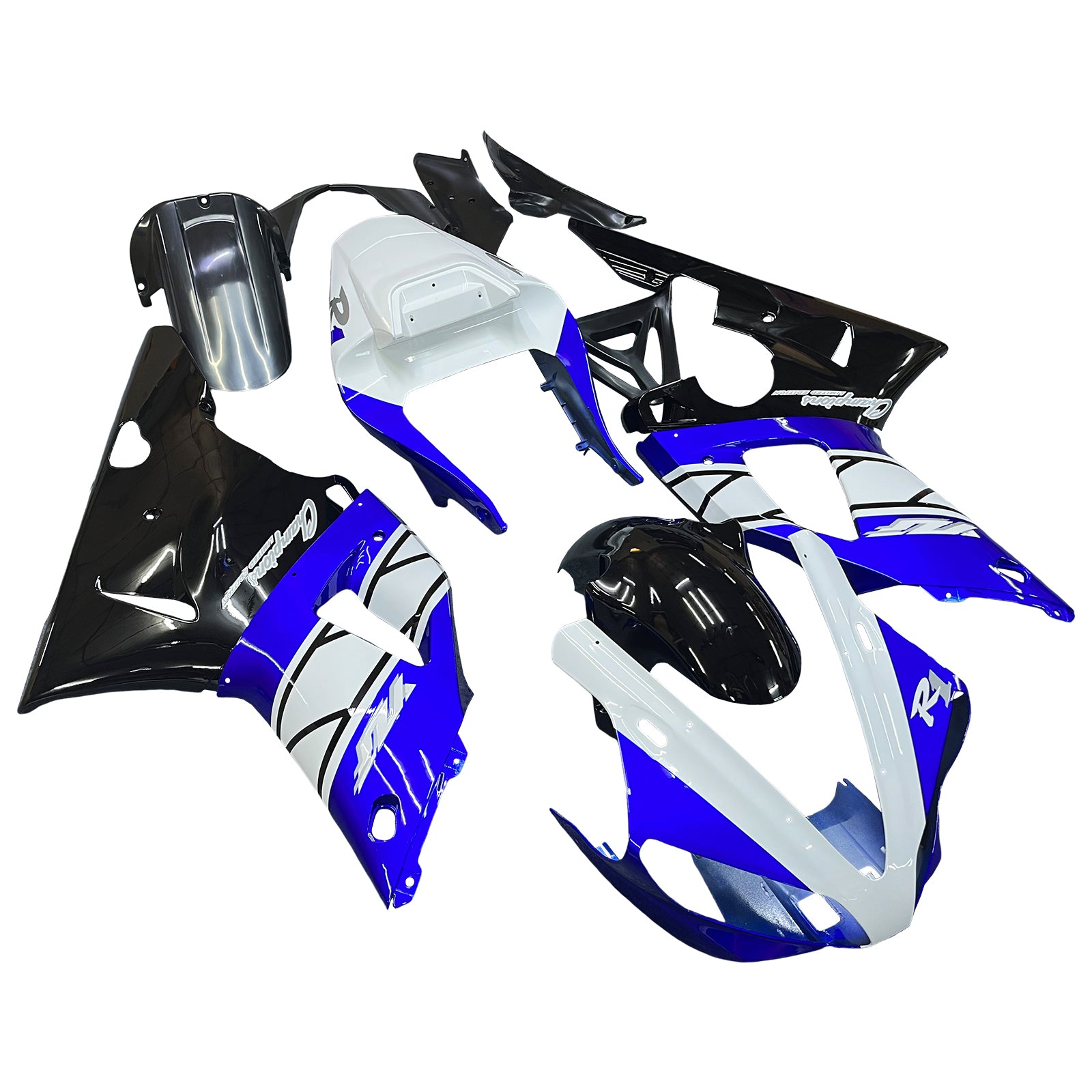 Amotopart 2000-2001 YZF 1000 R1 Yamaha Blue&amp;White Style2 Verkleidungsset