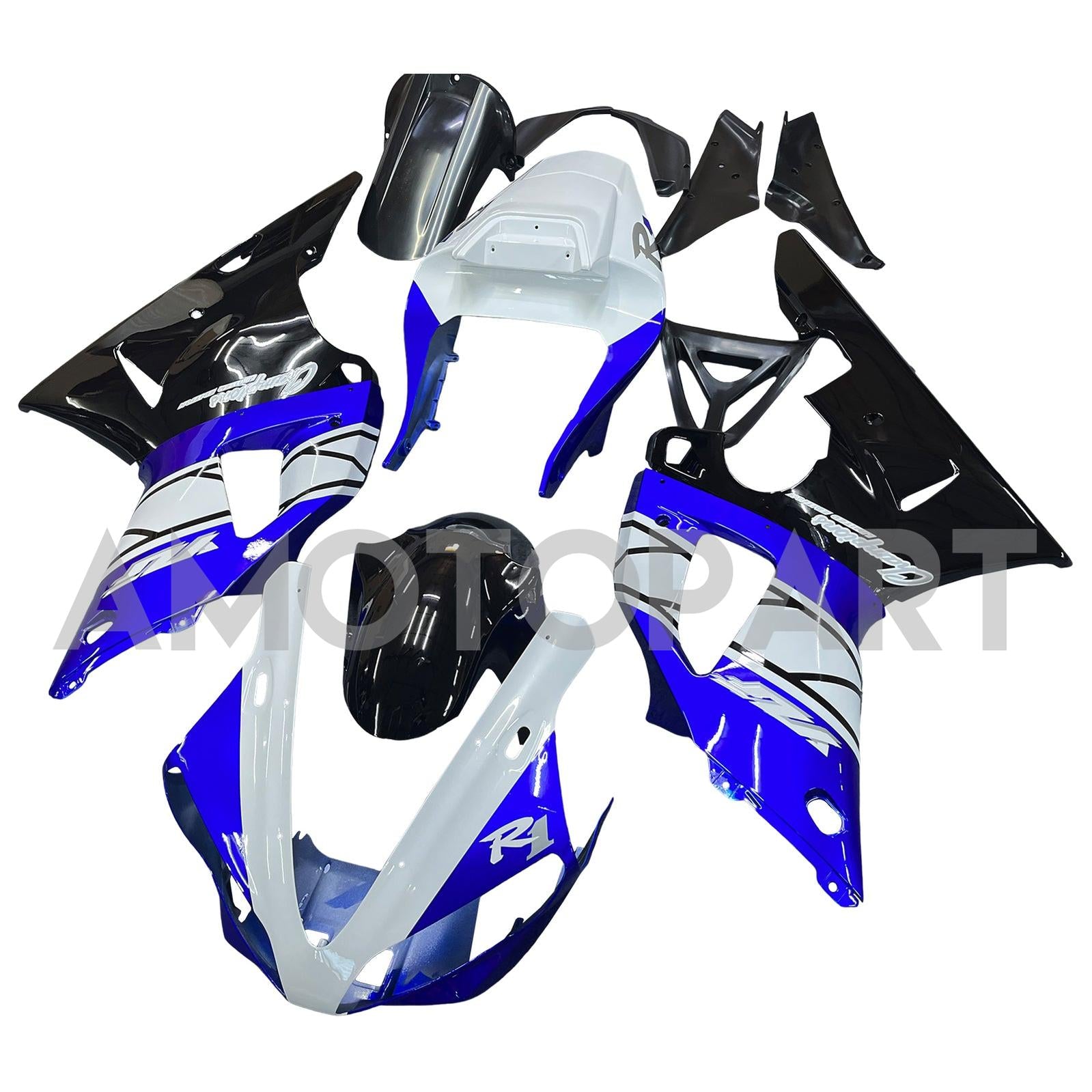 Amotopart 2000-2001 YZF 1000 R1 ヤマハ ブルー&ホワイト スタイル2 フェアリングキット