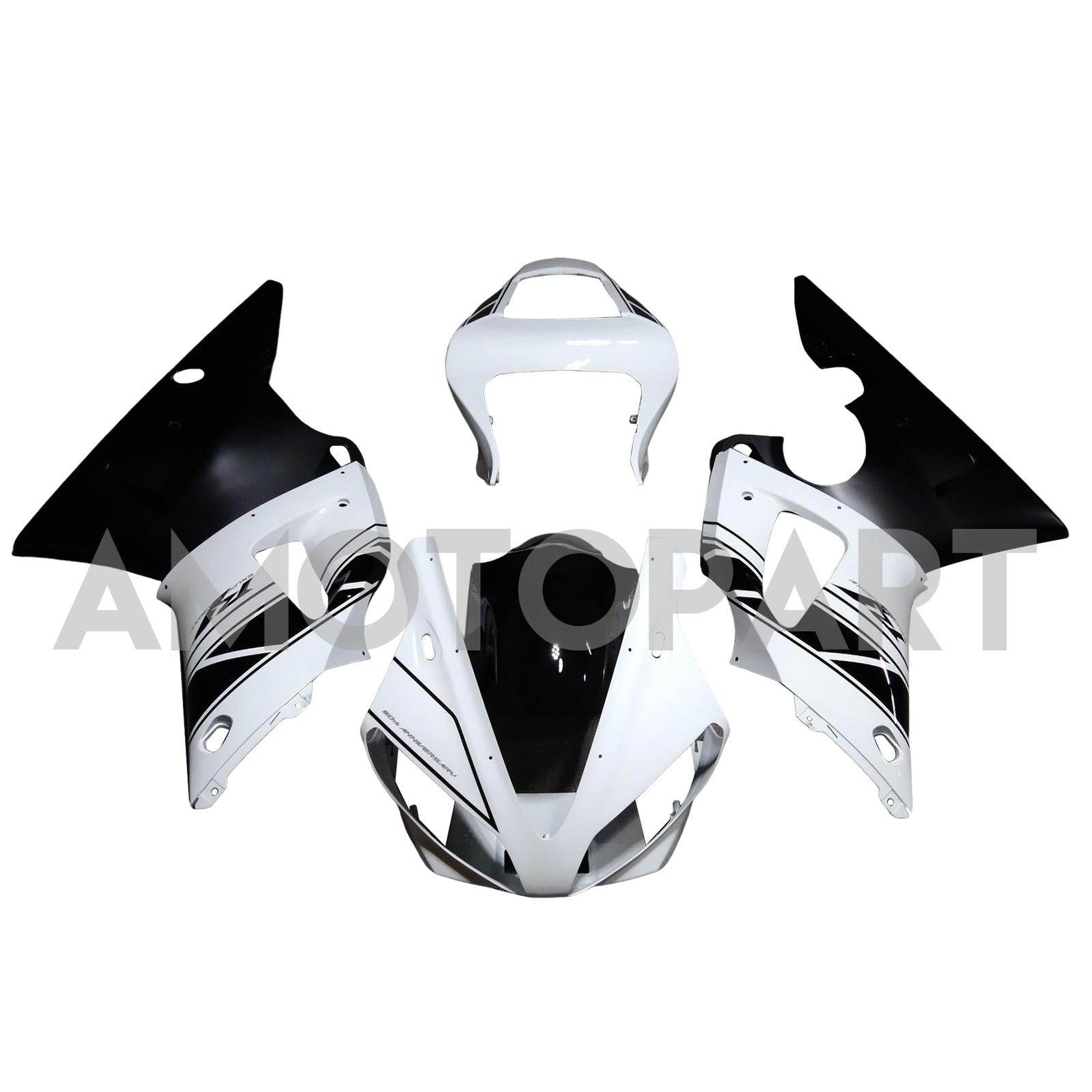 Amotopart 2000-2001 YZF 1000 R1 Yamaha Noir&Kit de carénage blanc Style2