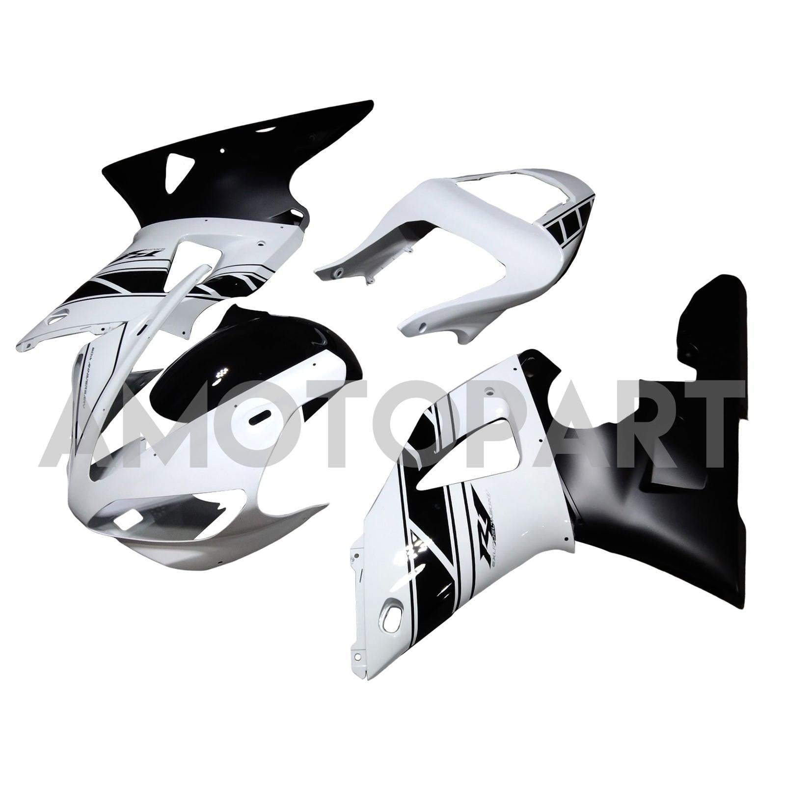 Amotopart 2000-2001 YZF 1000 R1 Yamaha Noir&Kit de carénage blanc Style2
