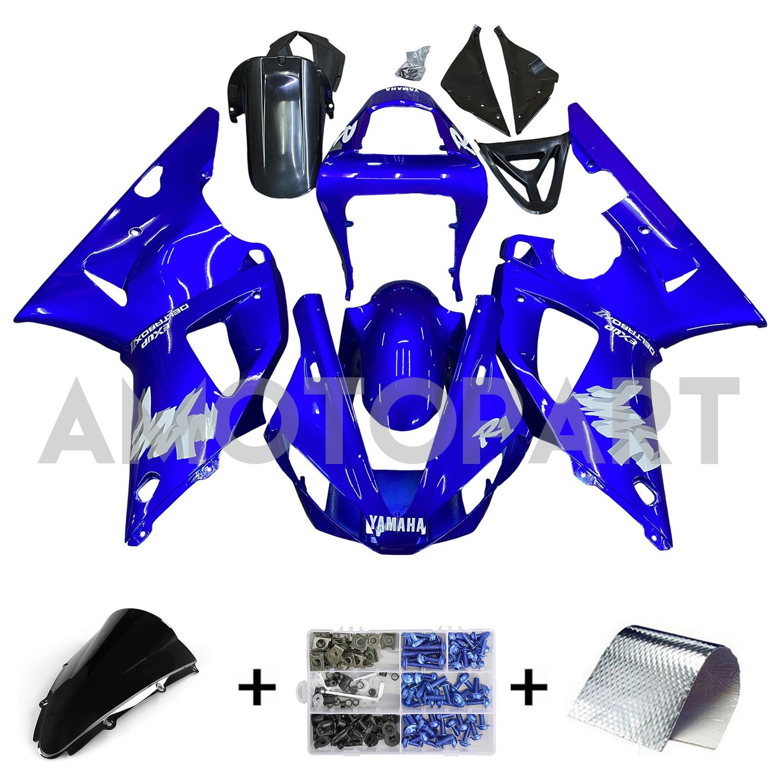 Amotopart 2000-2001 YZF 1000 R1 Yamaha Blue&White Style4 Fairing Kit