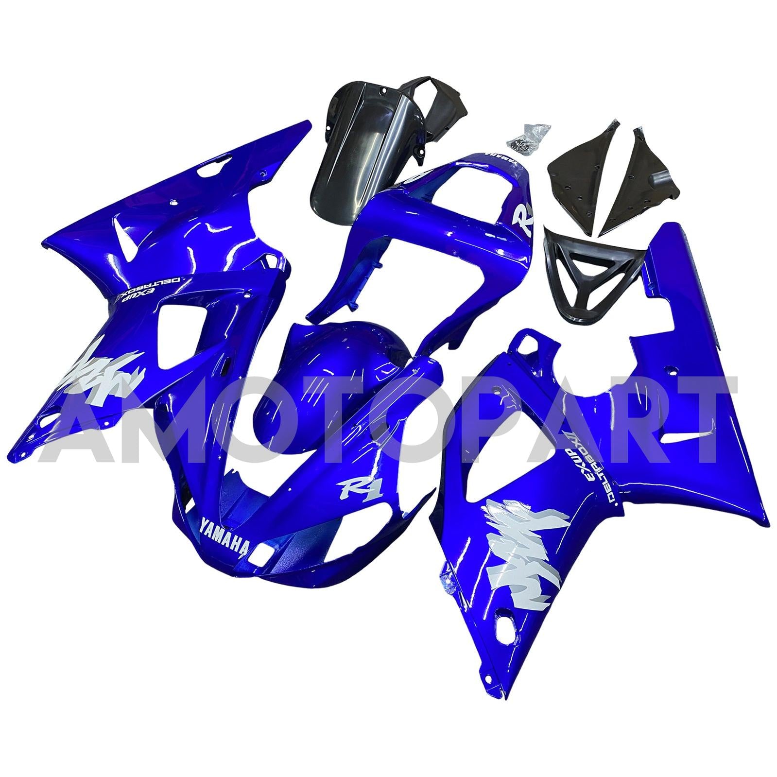 Amotopart 2000-2001 YZF 1000 R1 Yamaha Bleu&Kit de carénage blanc Style4