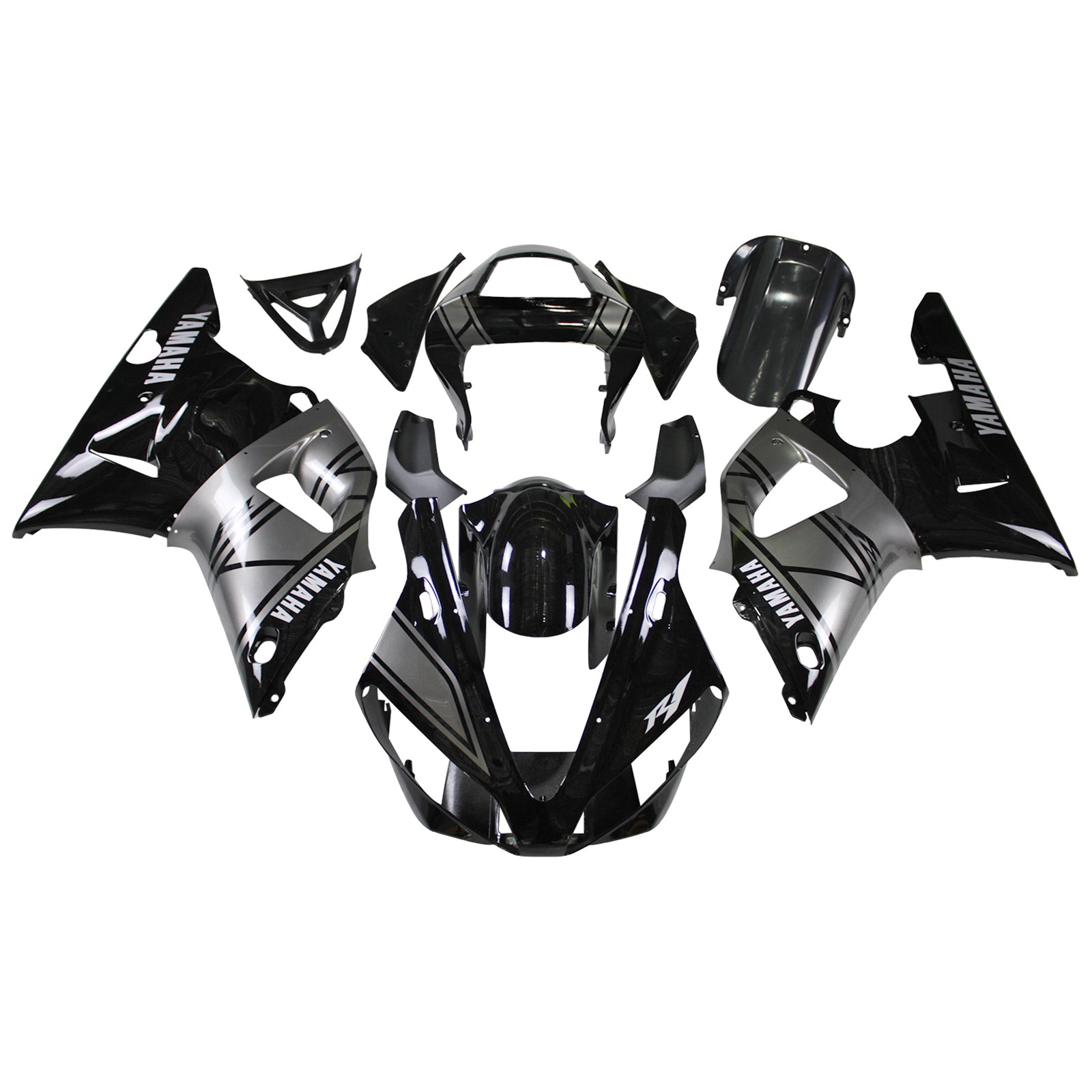 Amotopart 2000-2001 YZF 1000 R1 Yamaha Black&Grey Fairing Kit