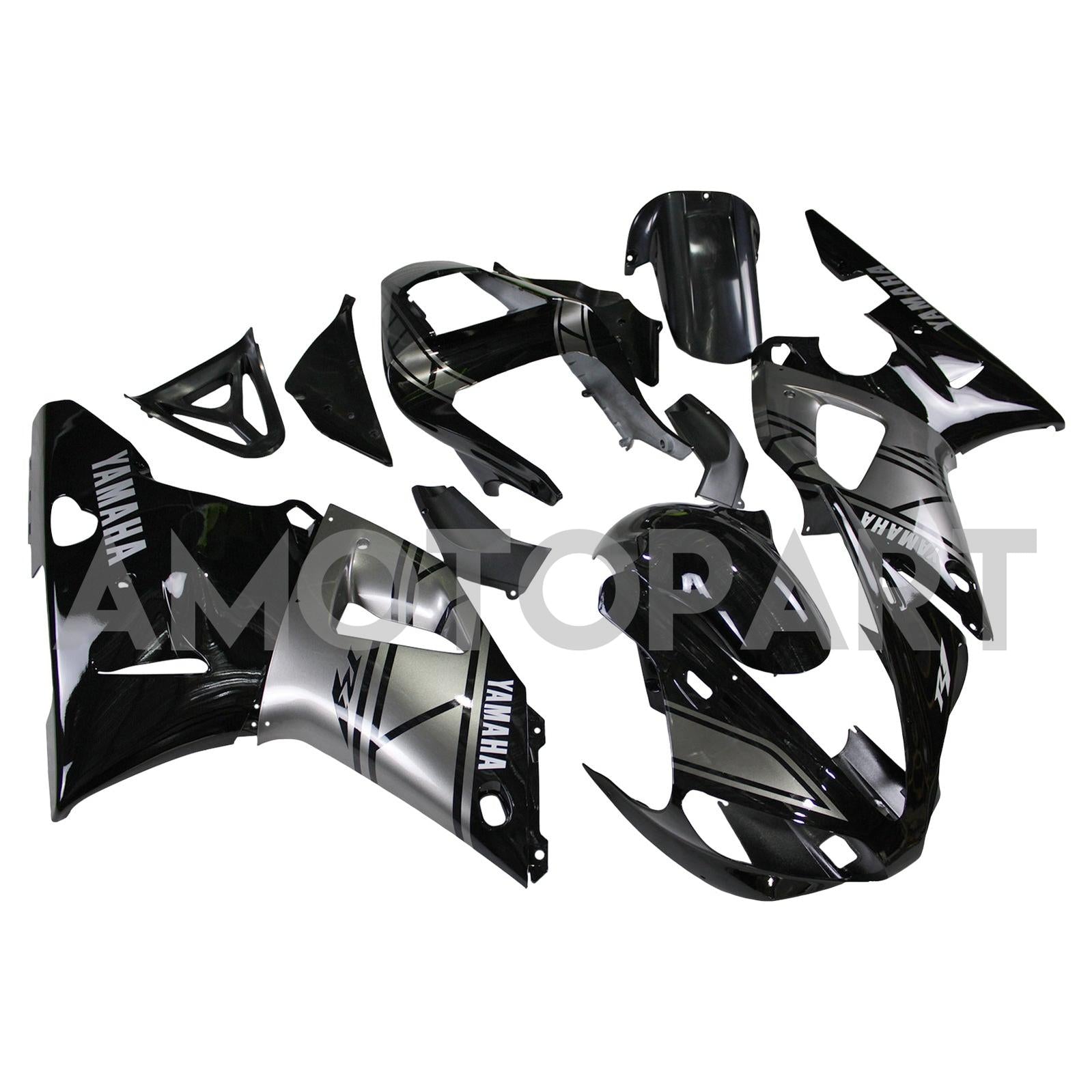 Amotopart 2000-2001 YZF 1000 R1 Yamaha Black&Grey Fairing Kit
