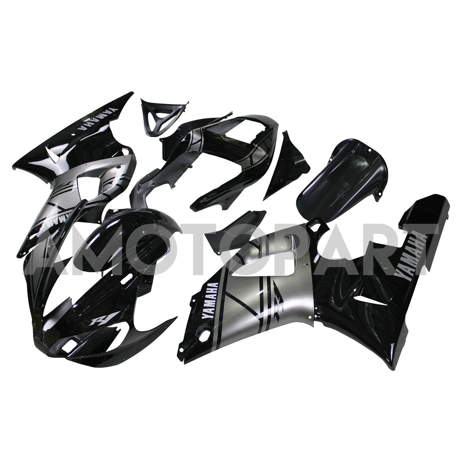 Amotopart 2000-2001 YZF 1000 R1 Yamaha Black&Grey Fairing Kit