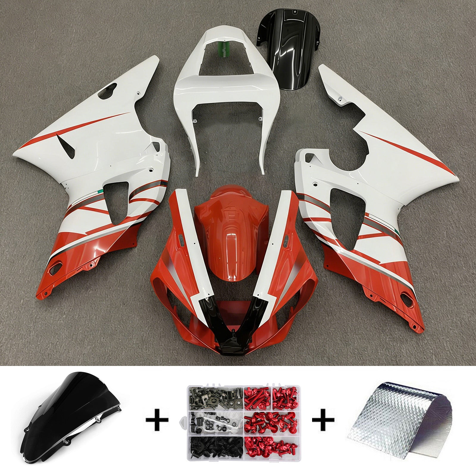 Amotopart 2000-2001 YZF 1000 R1 Yamaha Rosso&Bianco Style2 Kit carena