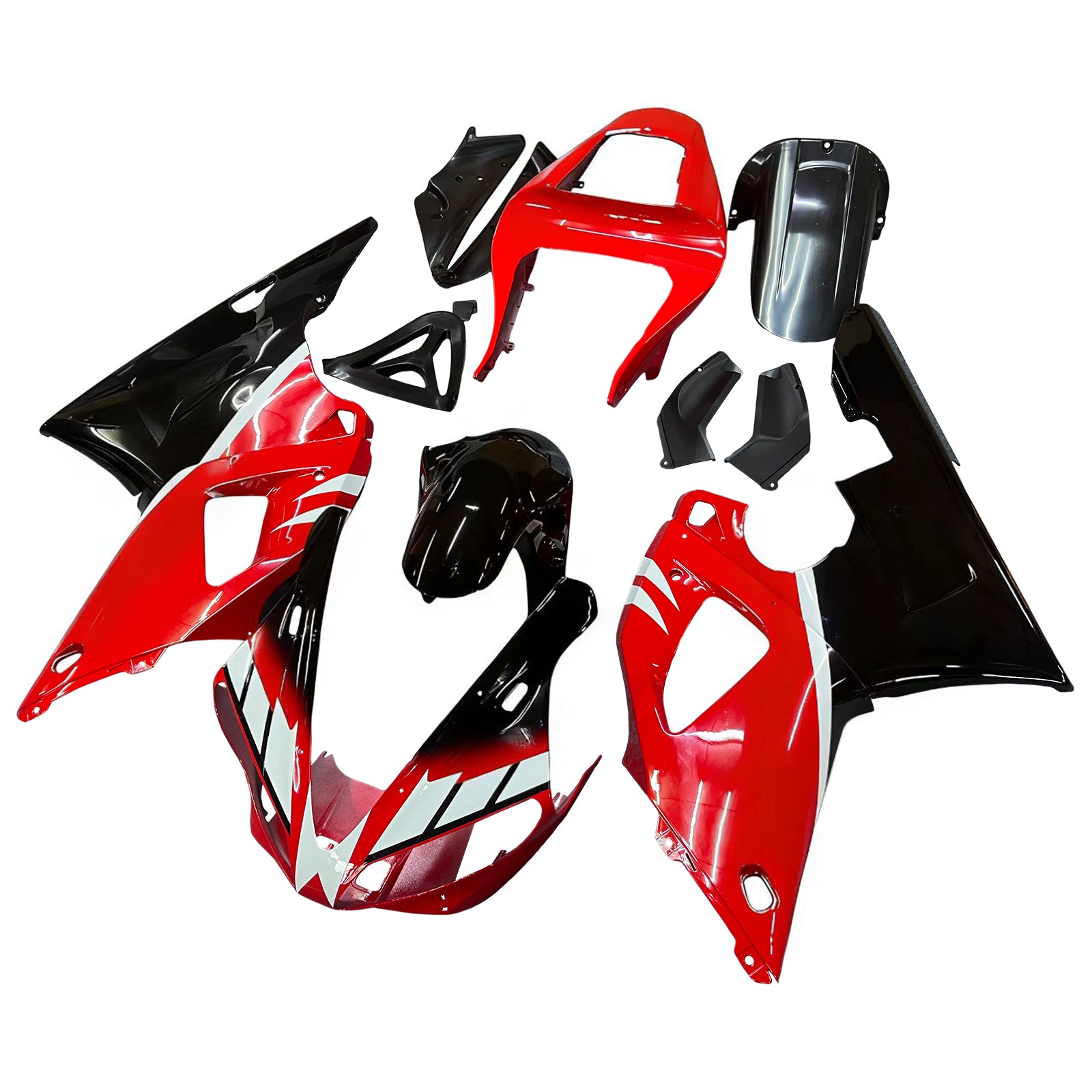 Amotopart 2000-2001 YZF 1000 R1 Yamaha Red & Black Style 1 Fairing Kit