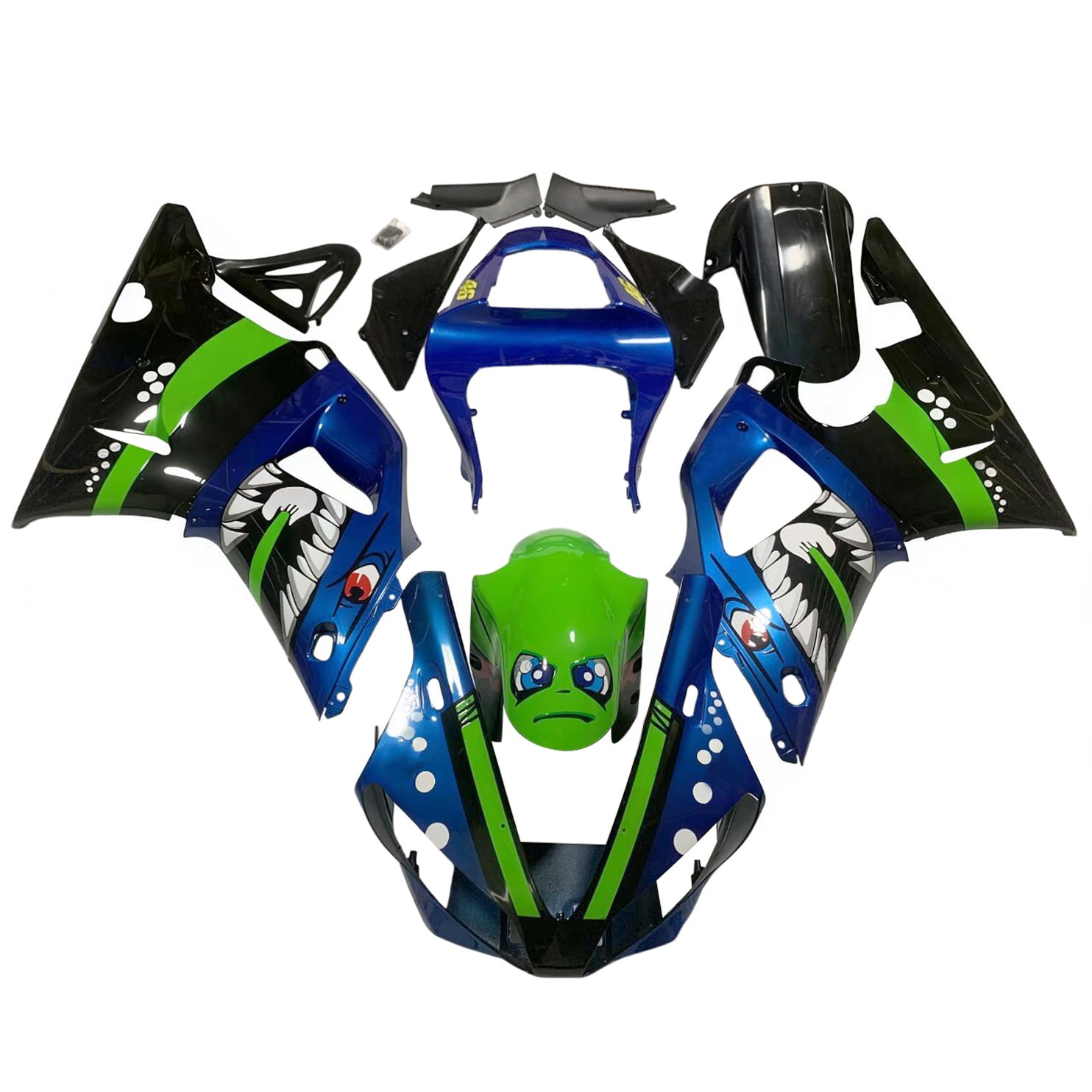Amotopart 2000-2001 Yamaha YZF 1000 R1 Black Blue Green Fairing Kit