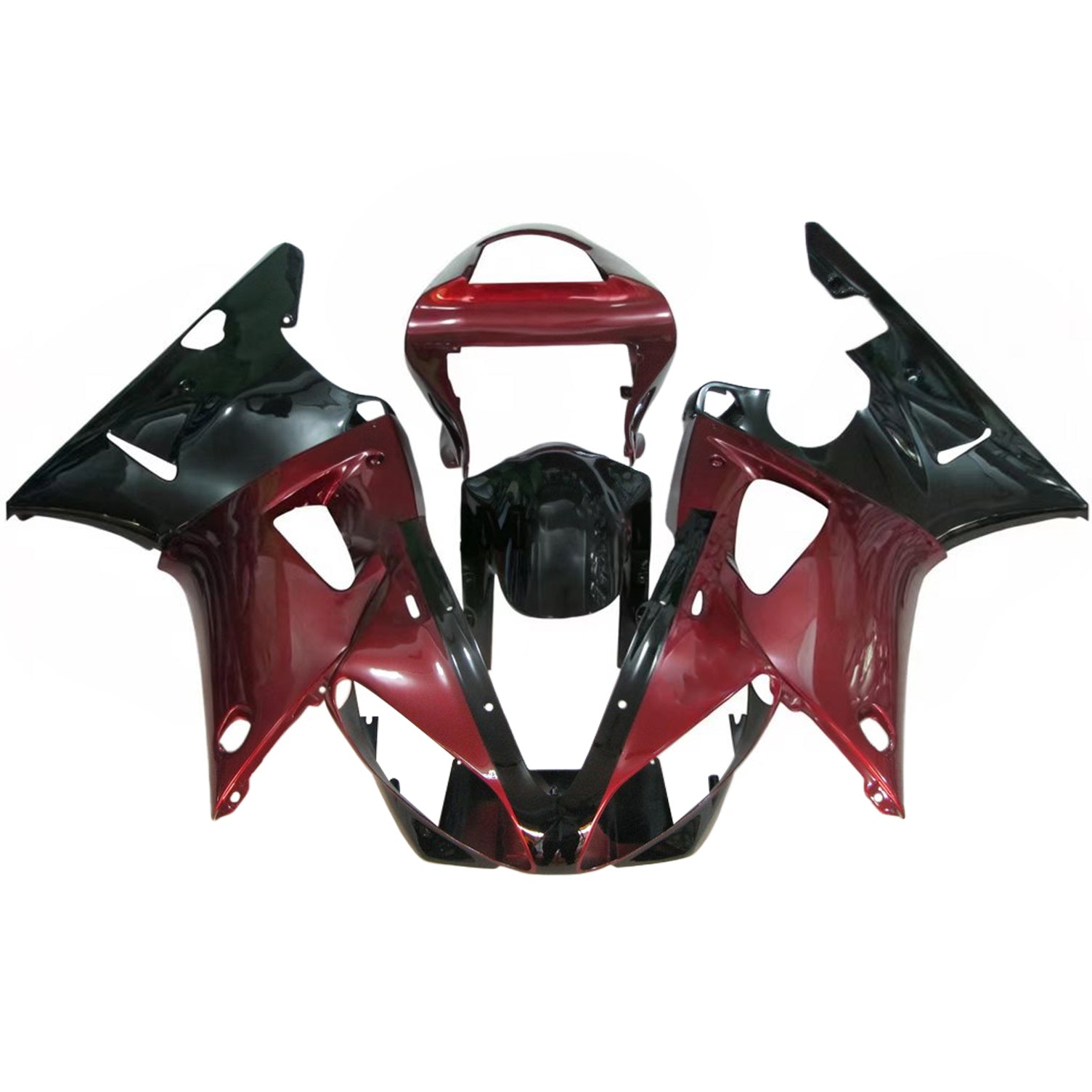 Amotopart 2000-2001 Yamaha YZF 1000 R1 Black Dark Red Fairing Kit