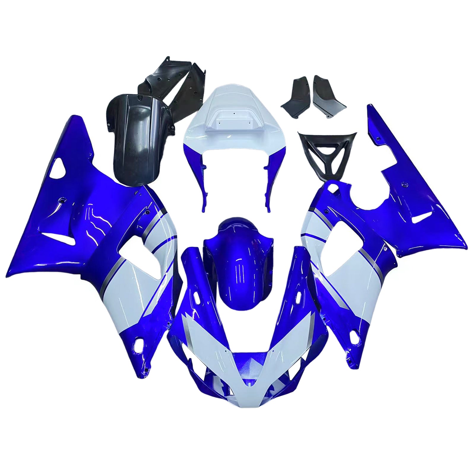 Amotopart 2000-2001 Yamaha YZF 1000 R1 Black White Blue Fairing Kit