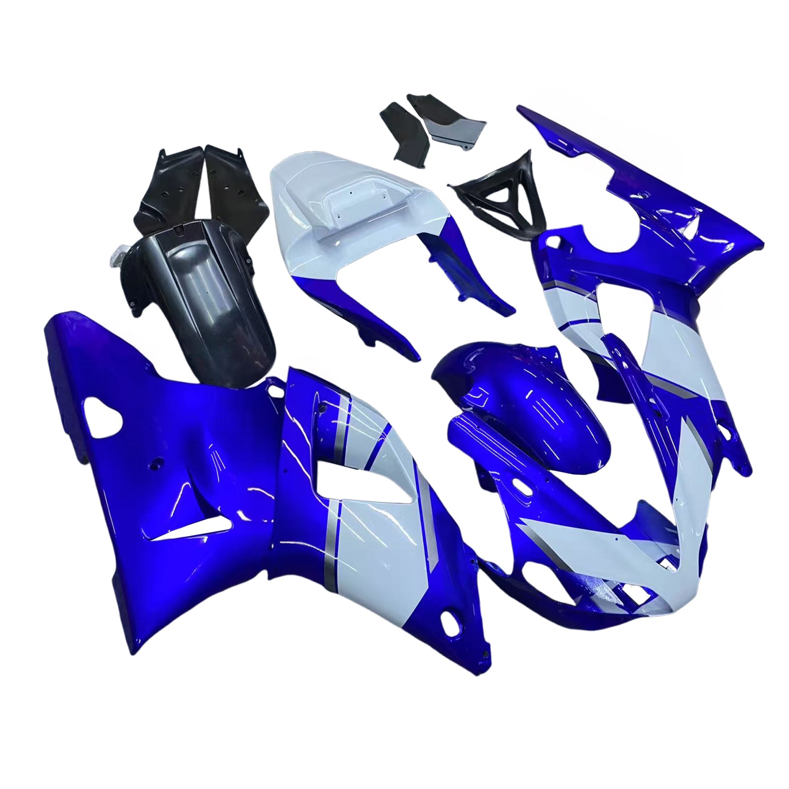 Amotopart 2000-2001 Yamaha YZF 1000 R1 Black White Blue Fairing Kit