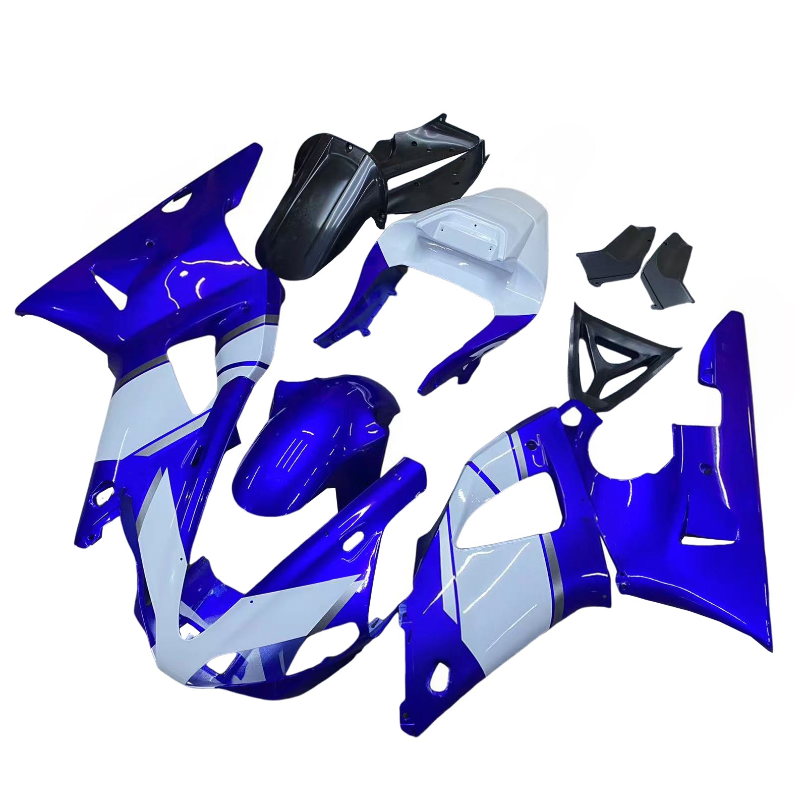 Amotopart 2000-2001 Yamaha YZF 1000 R1 Black White Blue Fairing Kit
