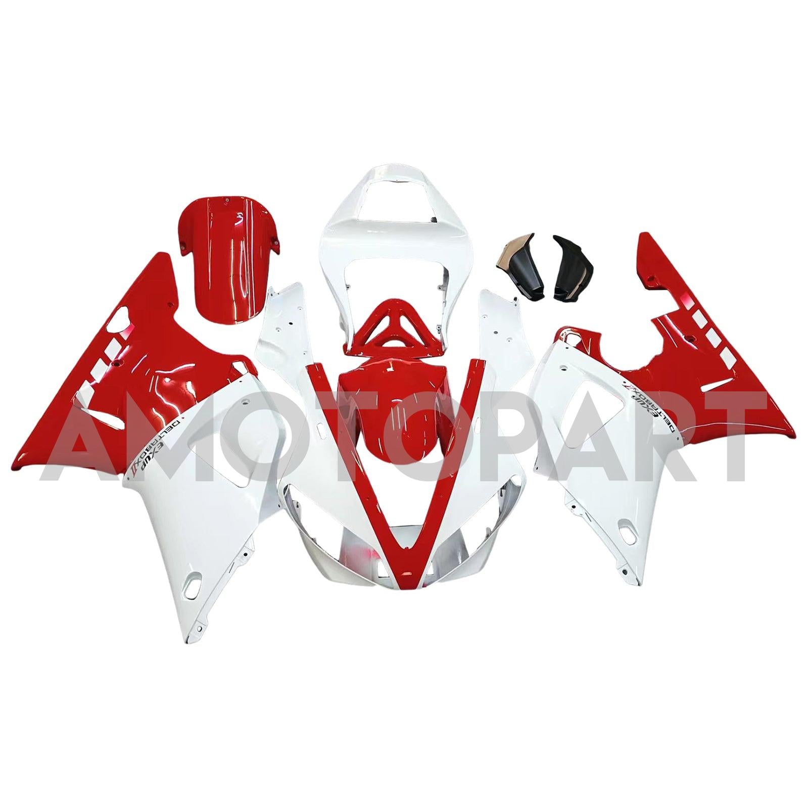 Amotopart 2000-2001 Yamaha YZF 1000 R1 White Red Fairing Kit
