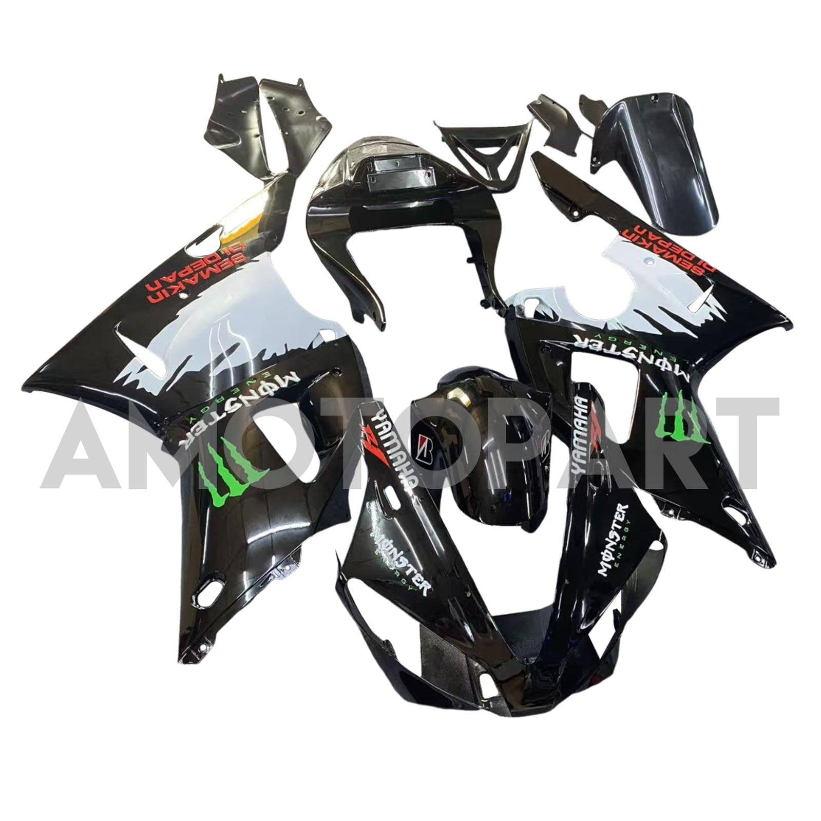 Amotopart 2000-2001 Yamaha YZF 1000 R1 White Black Fairing Kit