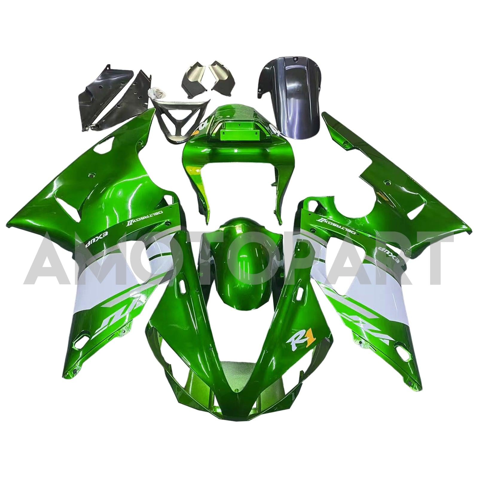 Amotopart 2000-2001 Yamaha YZF 1000 R1 Green White Fairing Kit