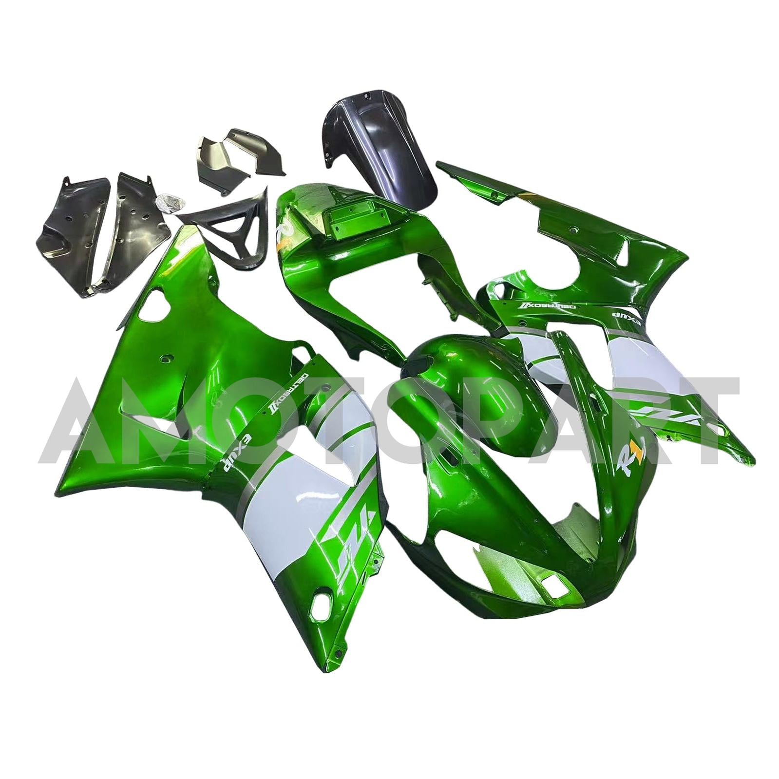 Amotopart 2000-2001 Yamaha YZF 1000 R1 Green White Fairing Kit