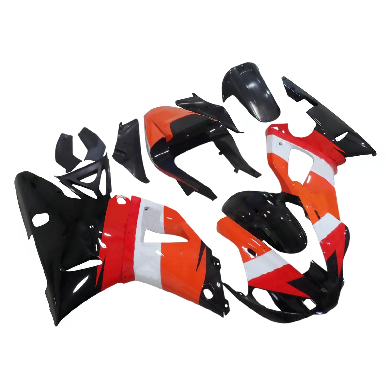 Amotopart 2000-2001 Yamaha YZF 1000 R1 Black White Orange Fairing Kit
