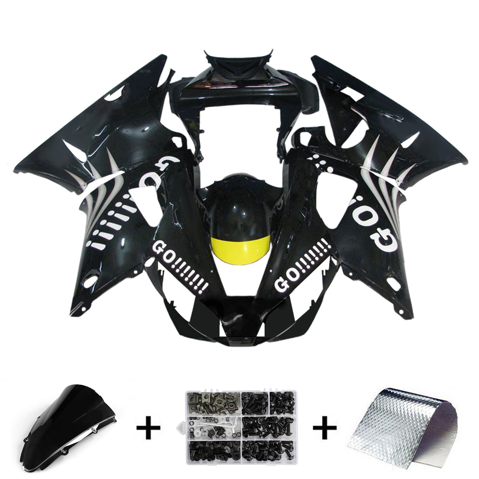 Amotopart 2000-2001 Kit carena Yamaha YZF 1000 R1 nero bianco