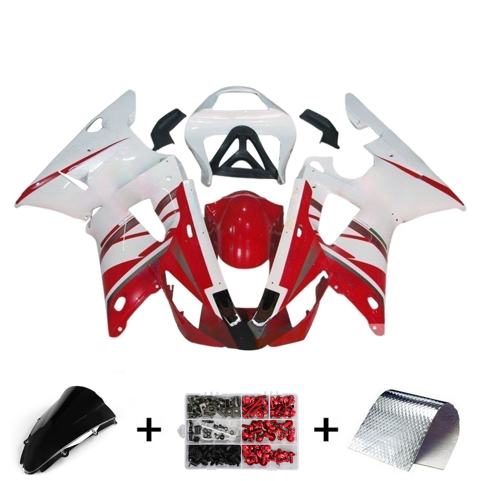 Amotopart 2000-2001 Kit carena Yamaha YZF 1000 R1 Rosso Bianco