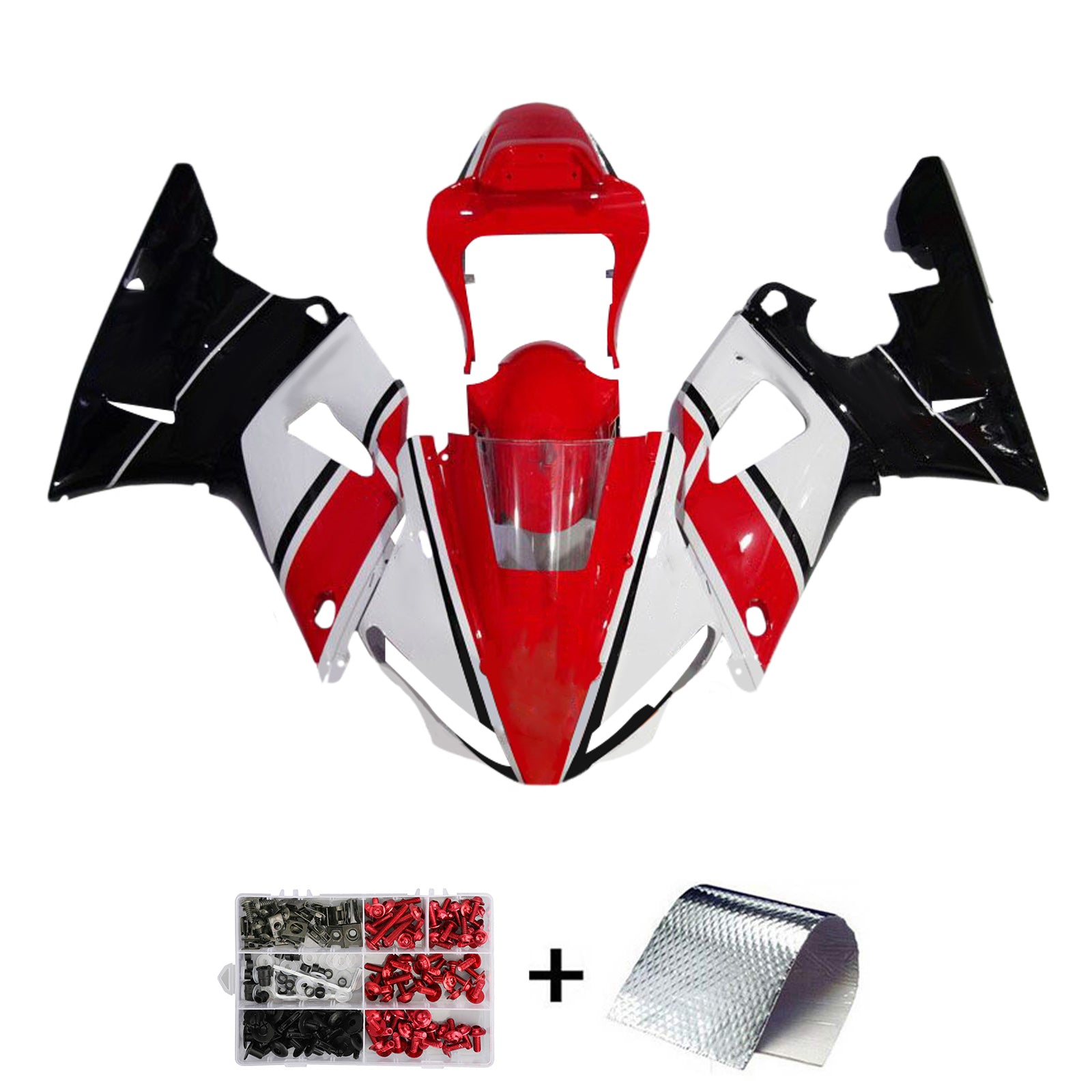 Amotopart 2000-2001 Yamaha YZF 1000 R1 Black Red White Fairing Kit