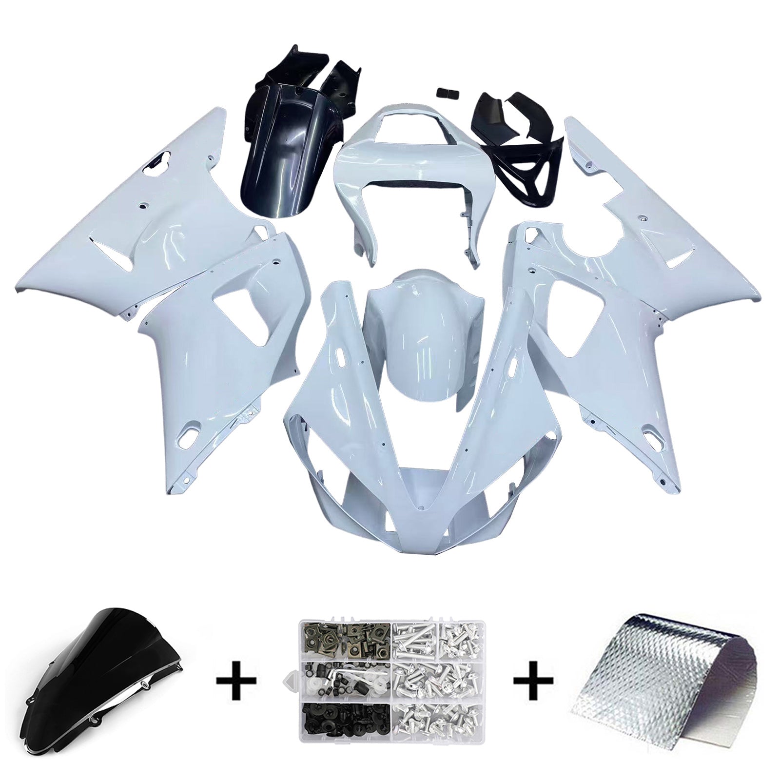Amotopart 2000-2001 Yamaha YZF 1000 R1 Glossy White Fairing Kit