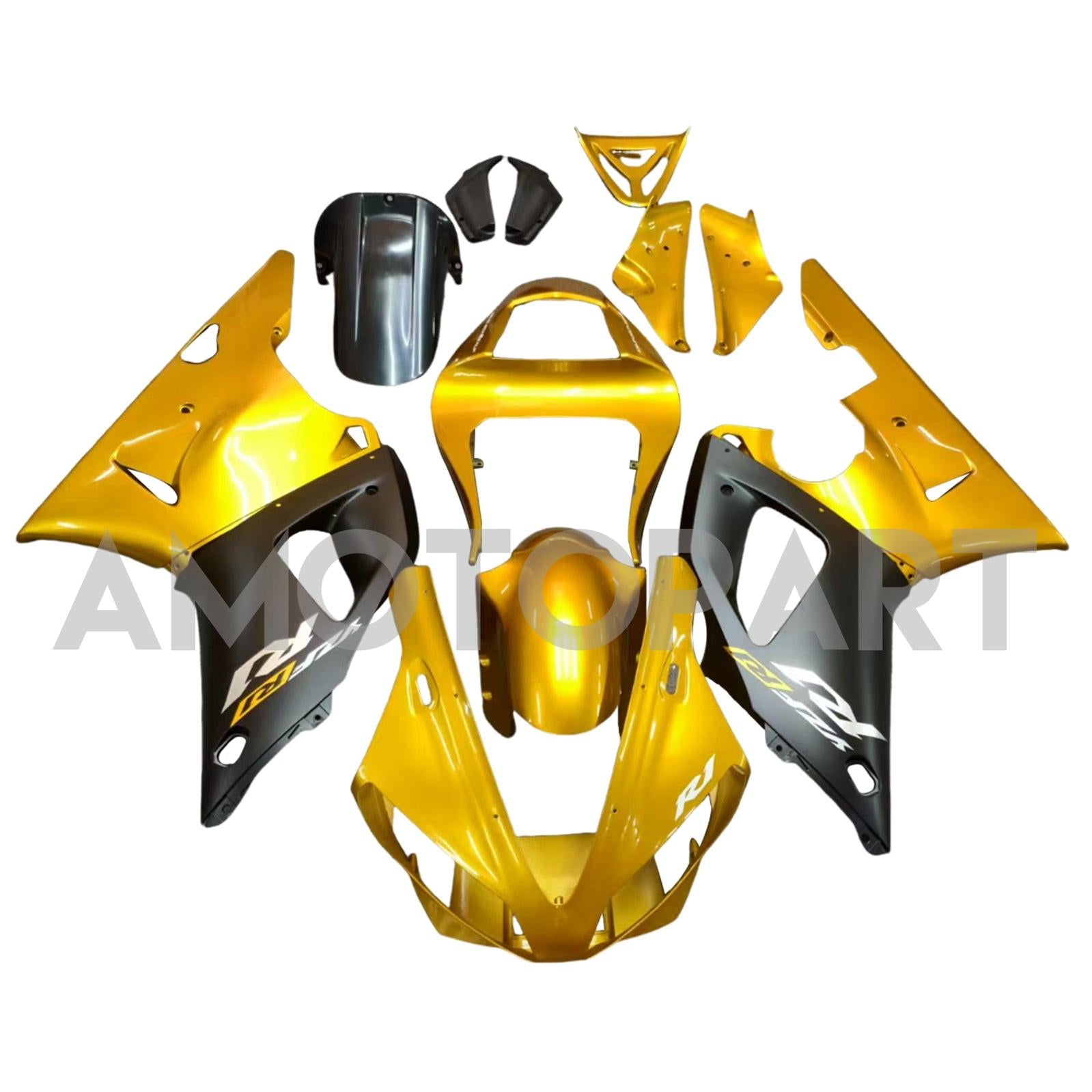Amotopart 2000-2001 Yamaha YZF 1000 R1 Black Gold Fairing Kit