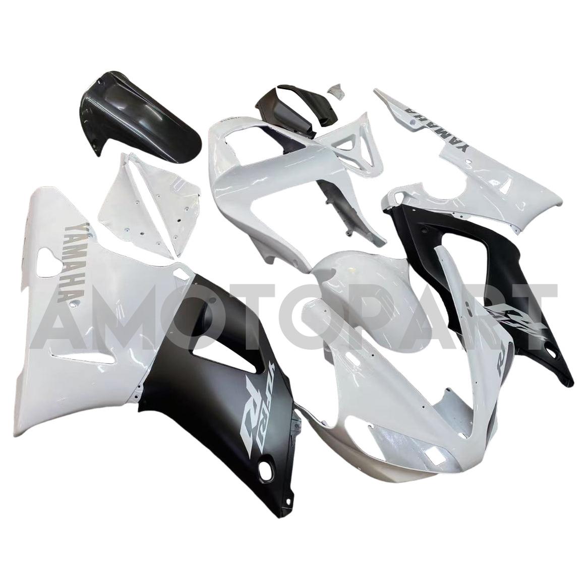 Amotopart 2000-2001 Yamaha YZF 1000 R1 Glossy Black White Fairing Kit