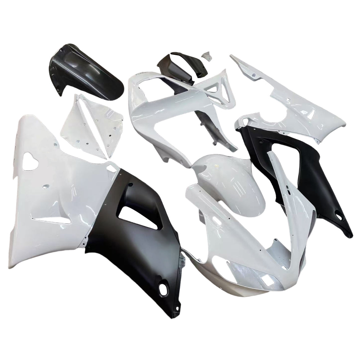 Amotopart 2000-2001 Yamaha YZF 1000 R1 Glossy Black White Fairing Kit