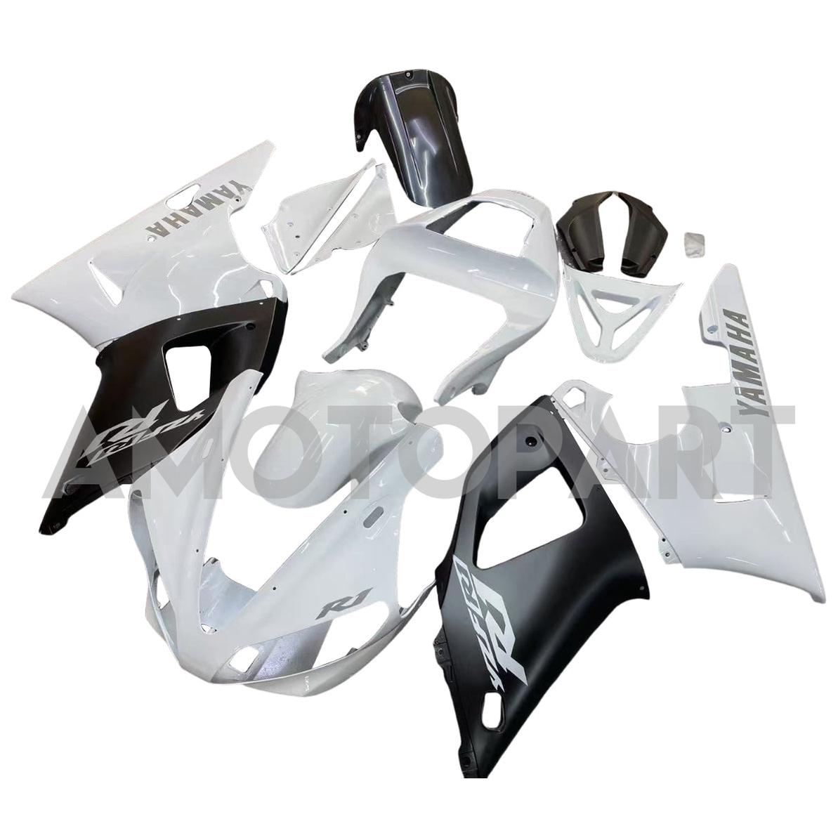 Amotopart 2000-2001 Yamaha YZF 1000 R1 Glossy Black White Fairing Kit