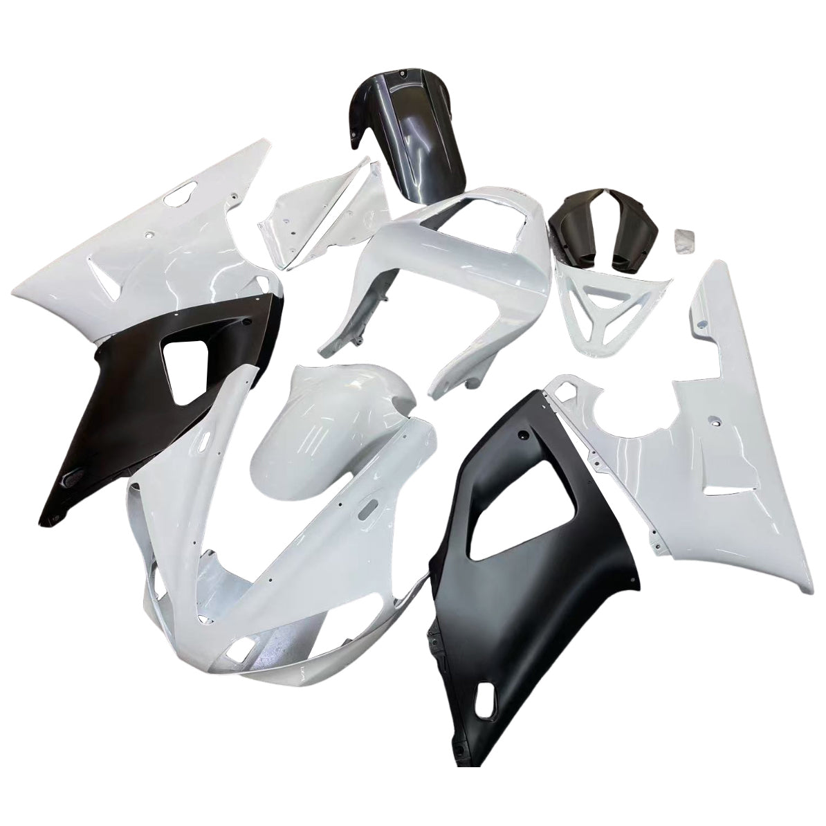 Amotopart 2000-2001 Yamaha YZF 1000 R1 Glossy Black White Fairing Kit